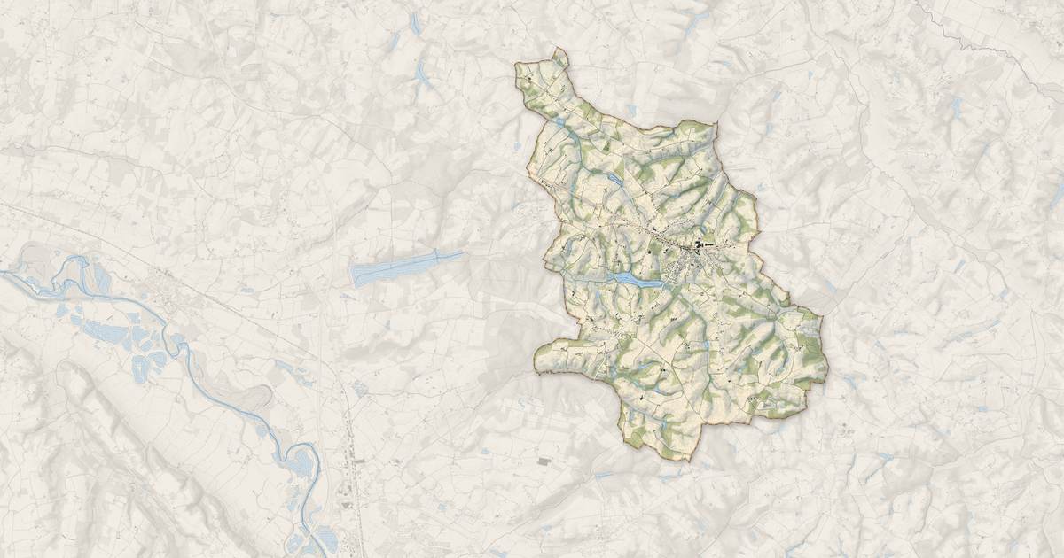 Portrait cartographique de Le Houga : relief, eau, forêts, bâti et voies, calculés à partir des données de l'IGN