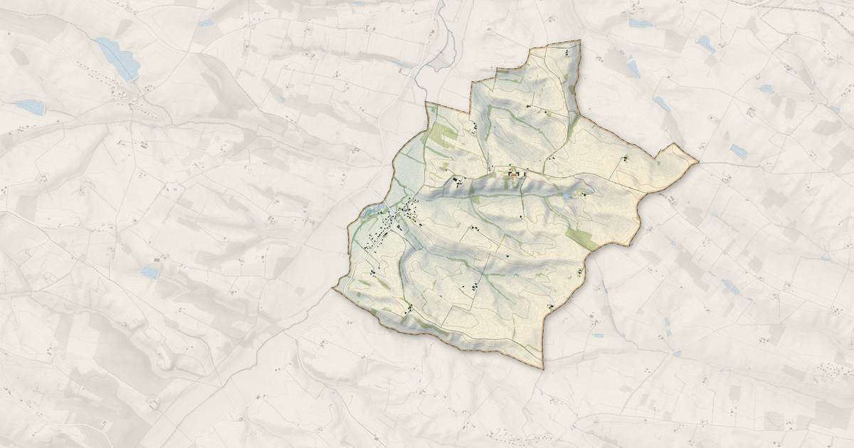 Portrait cartographique de L'Isle-Arné : relief, eau, forêts, bâti et voies, calculés à partir des données de l'IGN