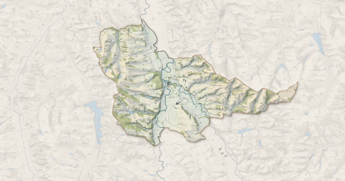 Portrait cartographique de L'Isle-de-Noé : relief, eau, forêts, bâti et voies, calculés à partir des données de l'IGN