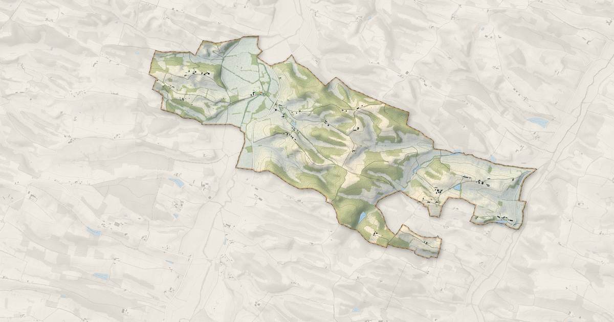 Portrait cartographique de Lamaguère : relief, eau, forêts, bâti et voies, calculés à partir des données de l'IGN