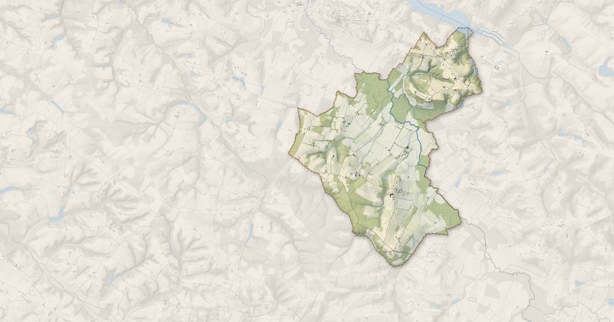 Portrait cartographique de Larée : relief, eau, forêts, bâti et voies, calculés à partir des données de l'IGN
