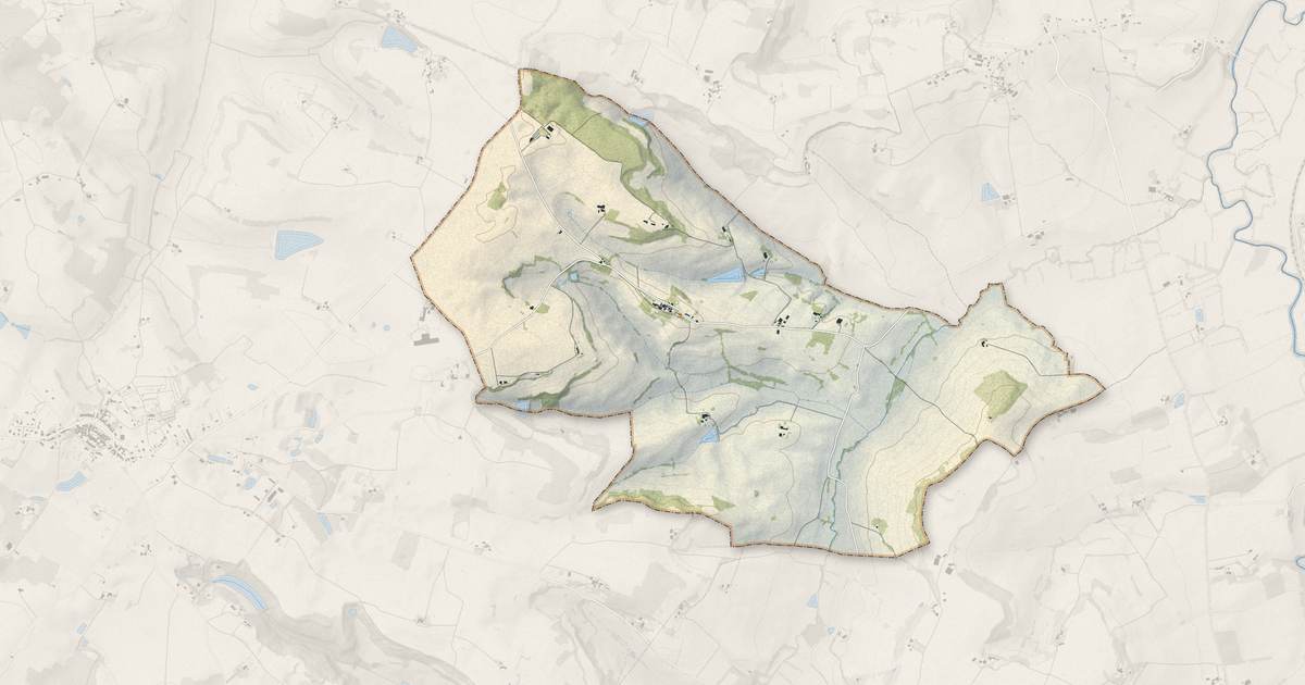 Portrait cartographique de Larroque-Engalin : relief, eau, forêts, bâti et voies, calculés à partir des données de l'IGN