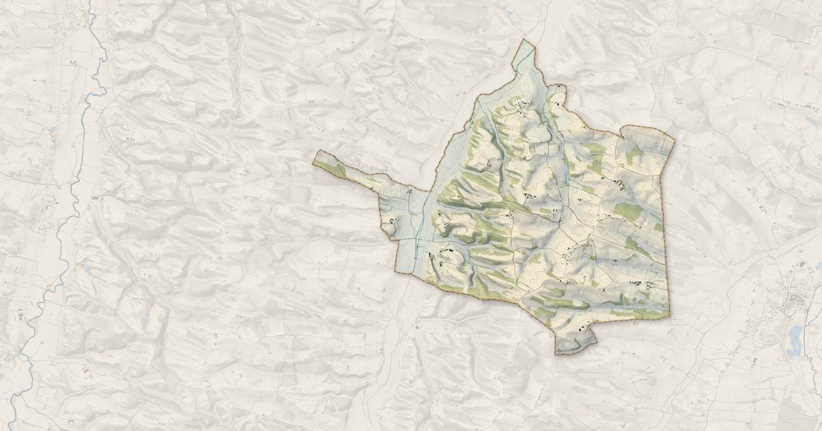 Portrait cartographique de Lartigue : relief, eau, forêts, bâti et voies, calculés à partir des données de l'IGN