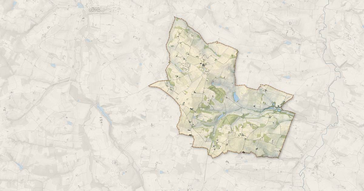Portrait cartographique de Lauraët : relief, eau, forêts, bâti et voies, calculés à partir des données de l'IGN