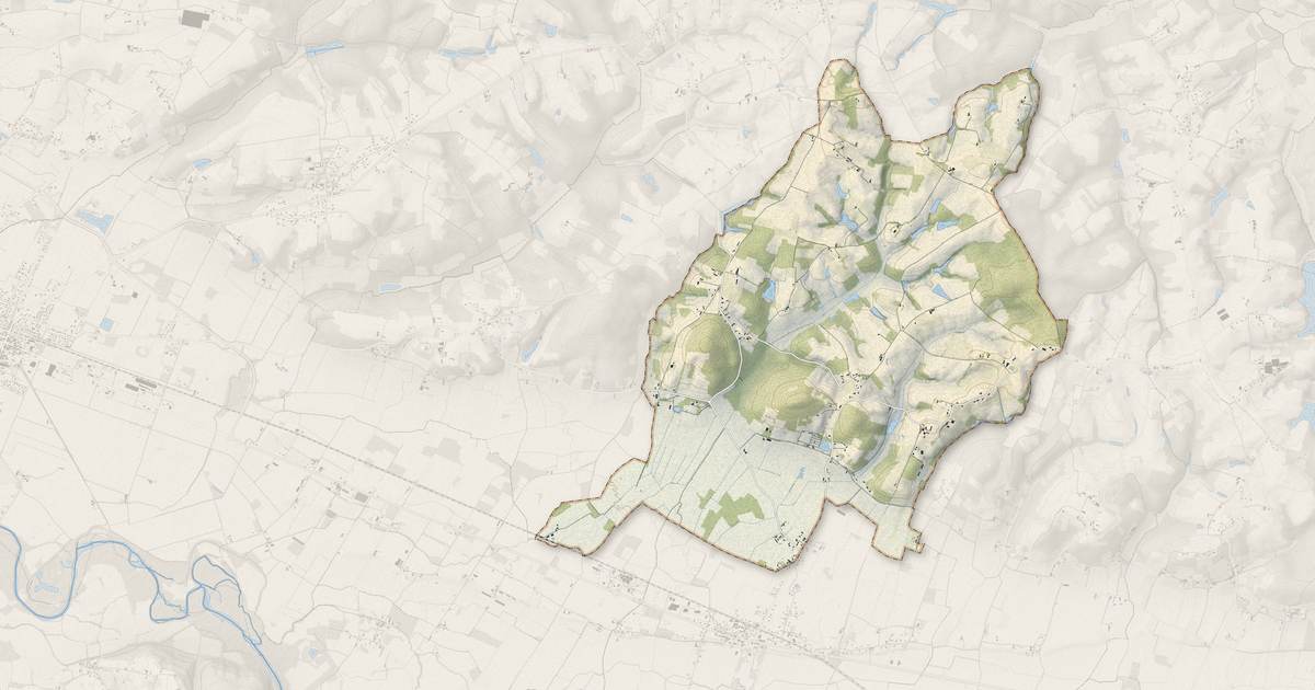 Portrait cartographique de Lelin-Lapujolle : relief, eau, forêts, bâti et voies, calculés à partir des données de l'IGN