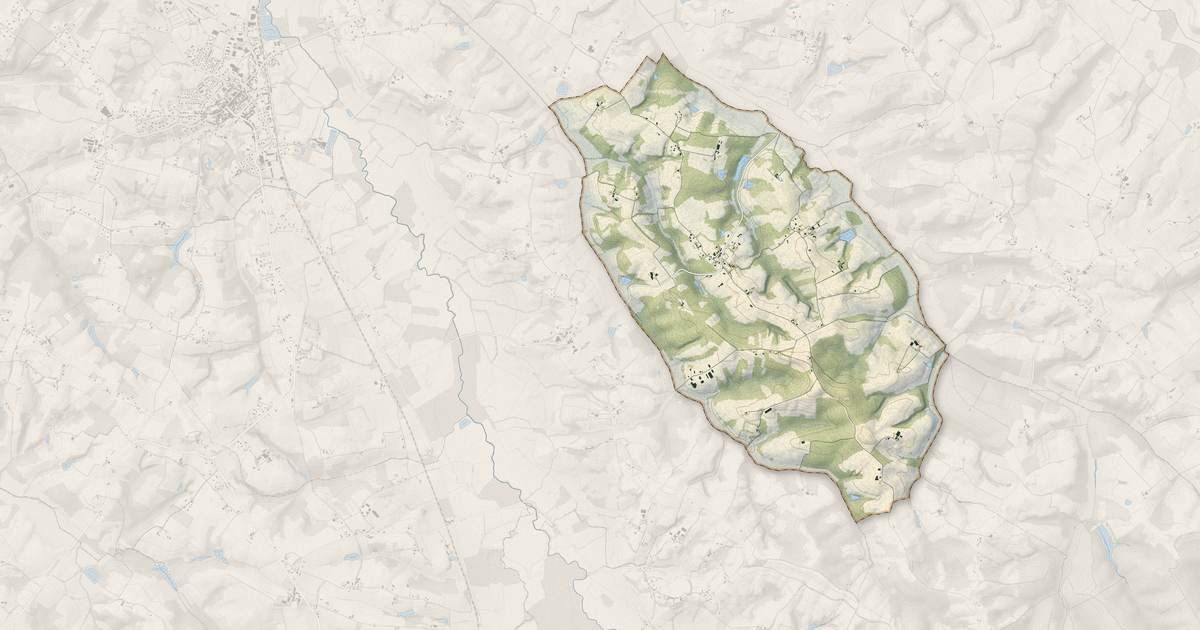 Portrait cartographique de Loubédat : relief, eau, forêts, bâti et voies, calculés à partir des données de l'IGN