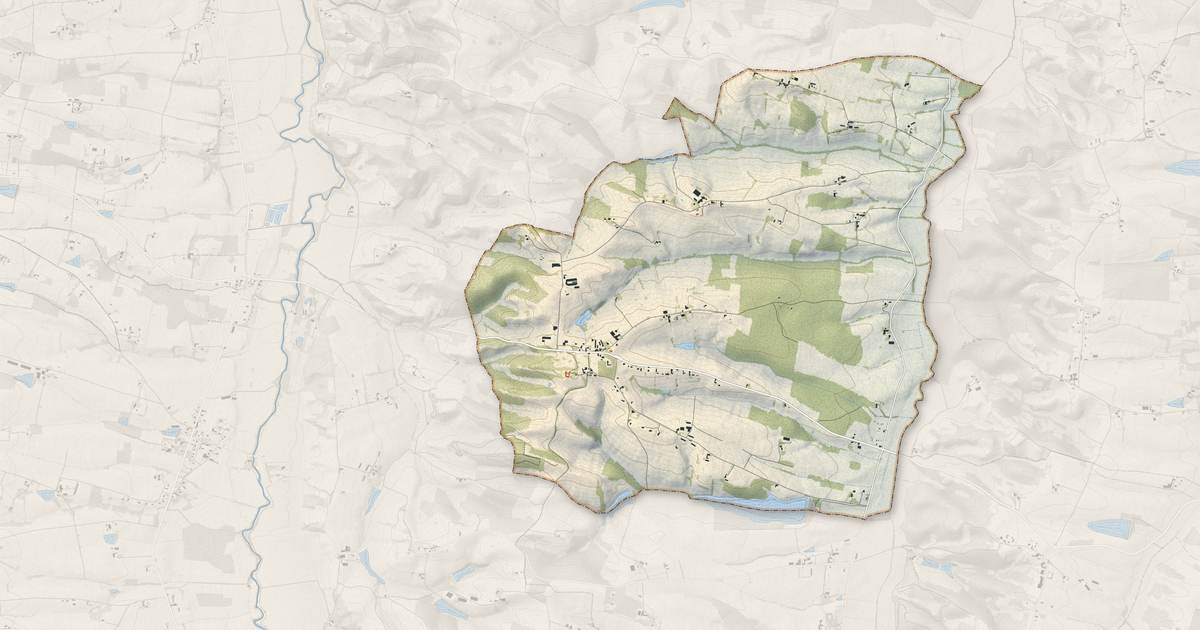 Portrait cartographique de Loubersan : relief, eau, forêts, bâti et voies, calculés à partir des données de l'IGN