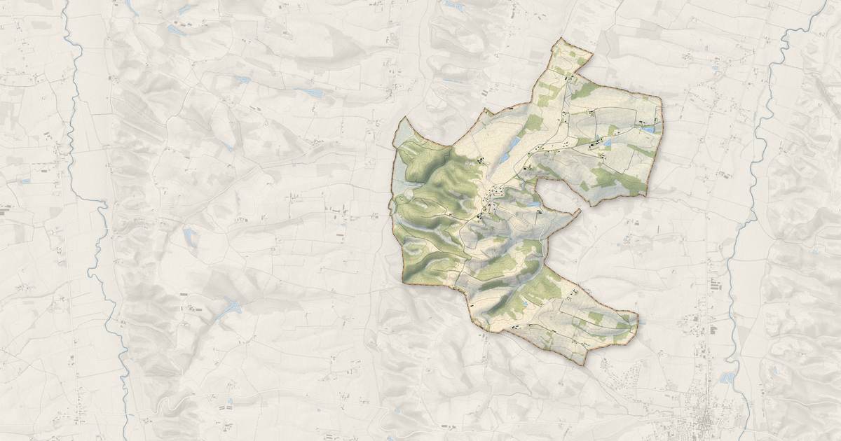 Portrait cartographique de Lourties-Monbrun : relief, eau, forêts, bâti et voies, calculés à partir des données de l'IGN