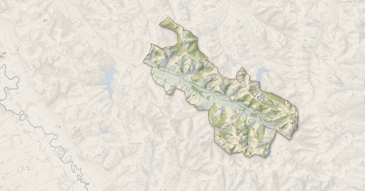 Portrait cartographique de Louslitges : relief, eau, forêts, bâti et voies, calculés à partir des données de l'IGN