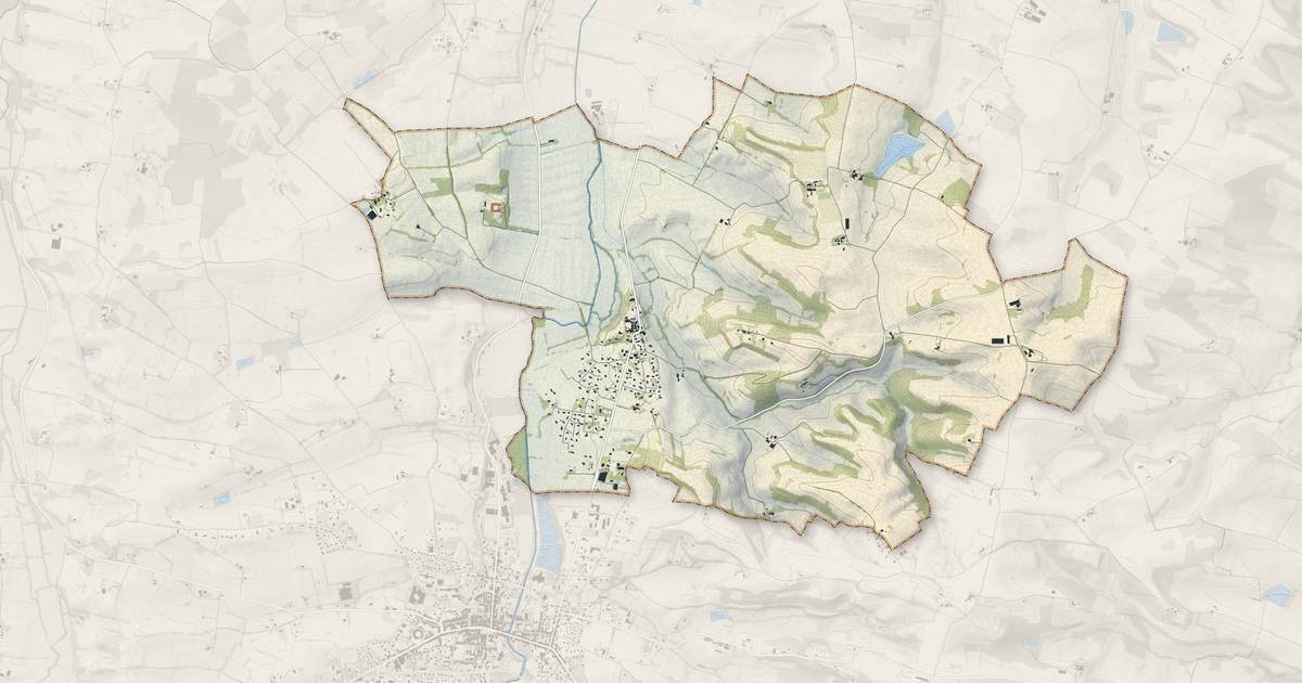 Portrait cartographique de Marambat : relief, eau, forêts, bâti et voies, calculés à partir des données de l'IGN