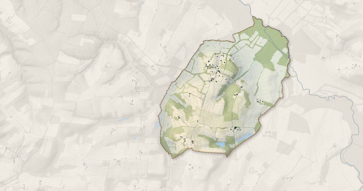 Portrait cartographique de Marguestau : relief, eau, forêts, bâti et voies, calculés à partir des données de l'IGN