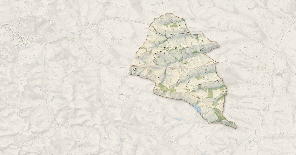 Portrait cartographique de Marsan : relief, eau, forêts, bâti et voies, calculés à partir des données de l'IGN
