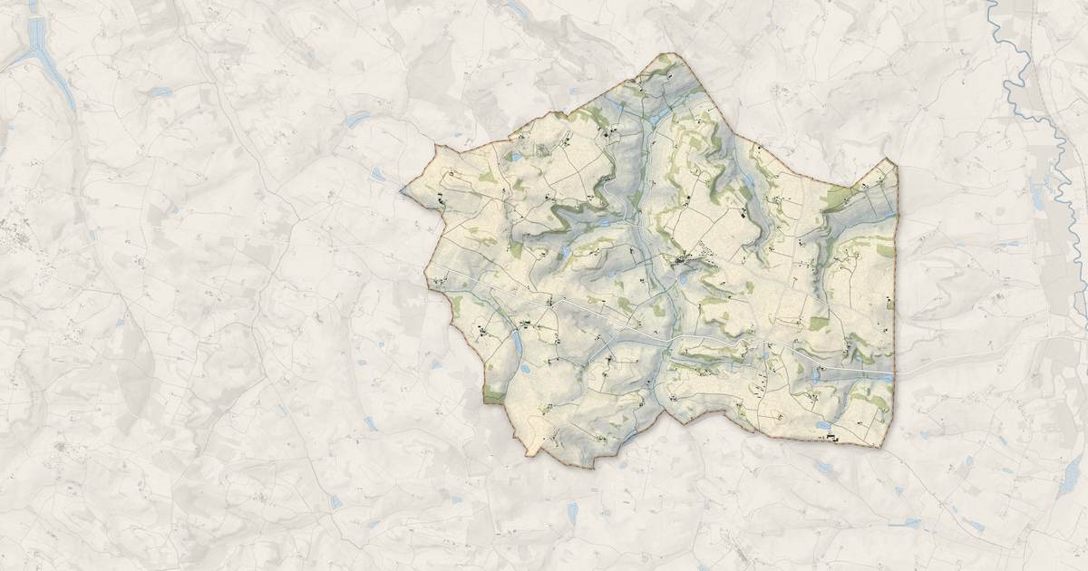 Portrait cartographique de Marsolan : relief, eau, forêts, bâti et voies, calculés à partir des données de l'IGN