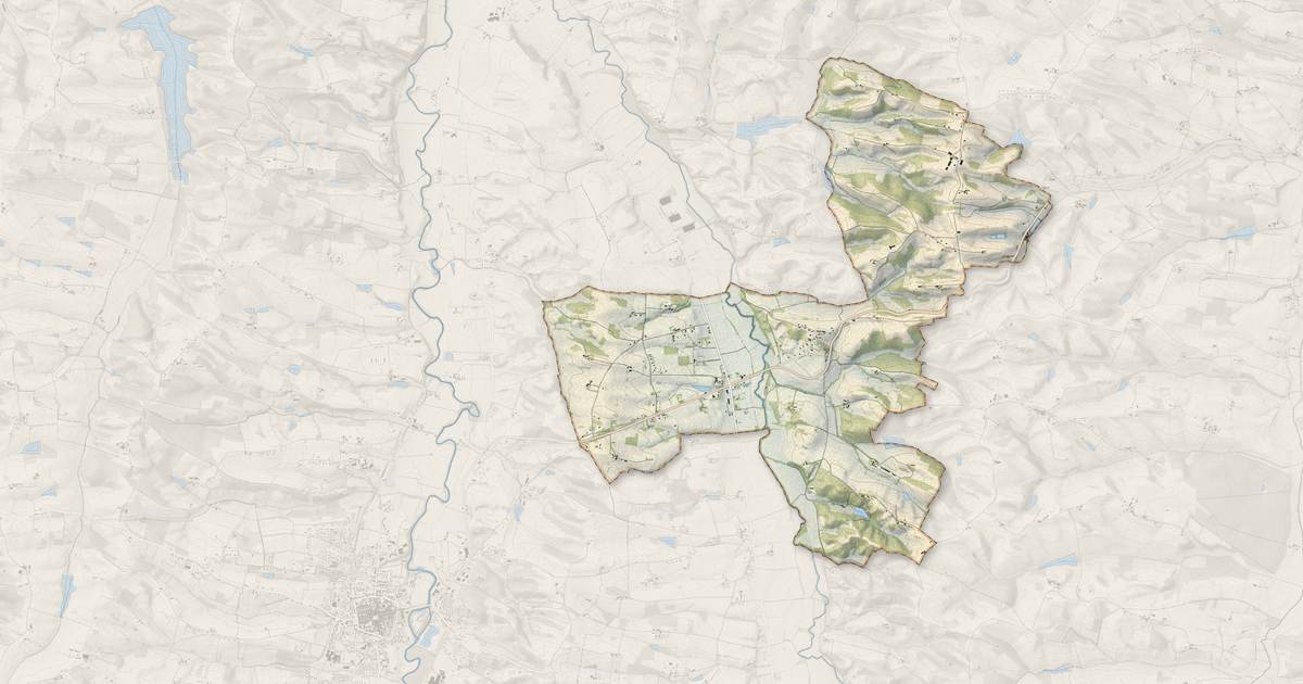 Portrait cartographique de Miramont-d'Astarac : relief, eau, forêts, bâti et voies, calculés à partir des données de l'IGN