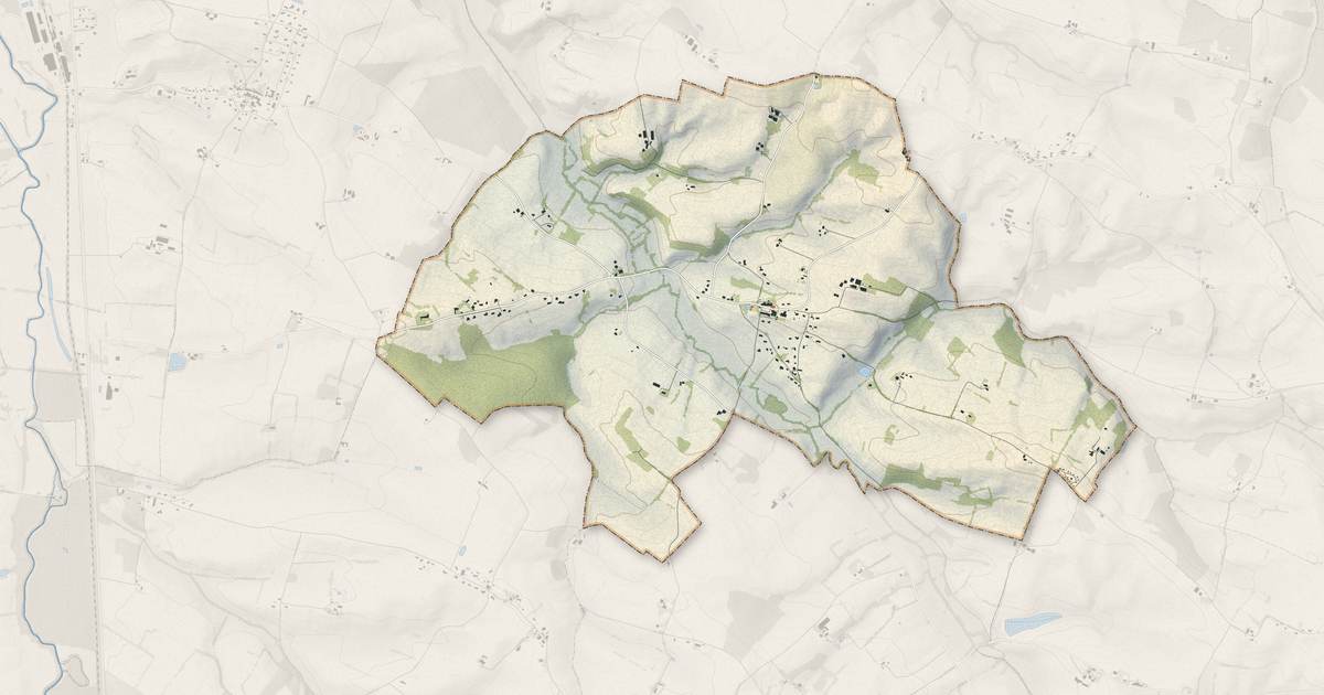 Portrait cartographique de Mirepoix : relief, eau, forêts, bâti et voies, calculés à partir des données de l'IGN