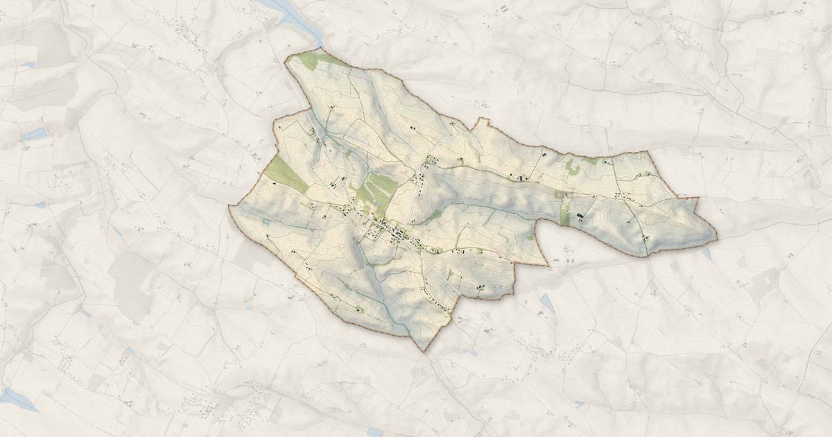 Portrait cartographique de Monbrun : relief, eau, forêts, bâti et voies, calculés à partir des données de l'IGN