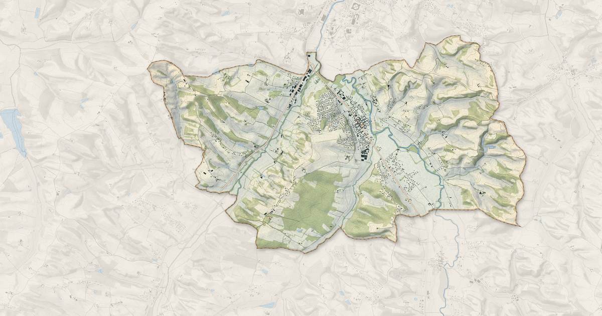 Portrait cartographique de Pavie : relief, eau, forêts, bâti et voies, calculés à partir des données de l'IGN