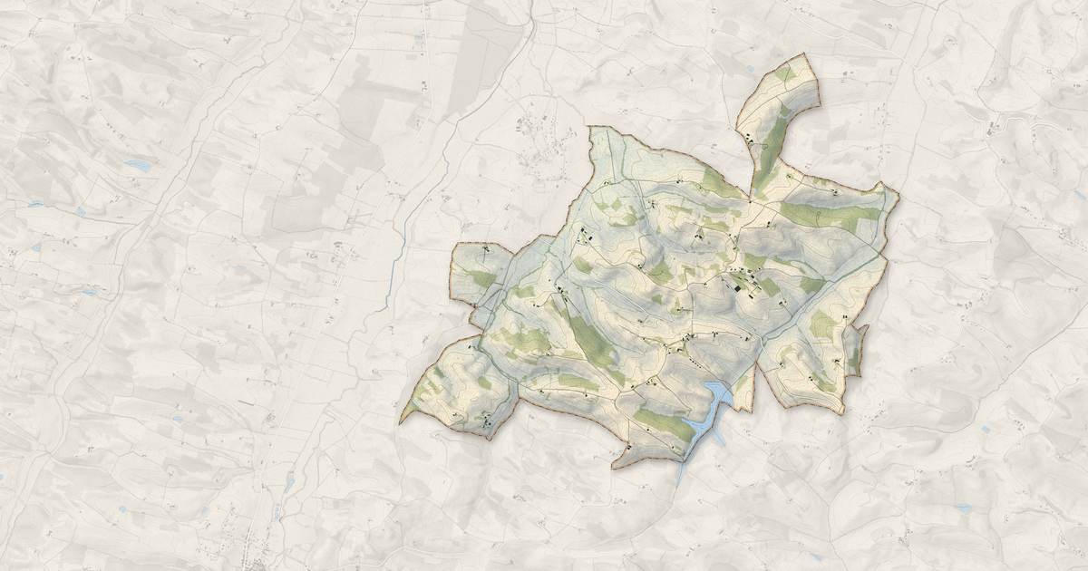Portrait cartographique de Pellefigue : relief, eau, forêts, bâti et voies, calculés à partir des données de l'IGN