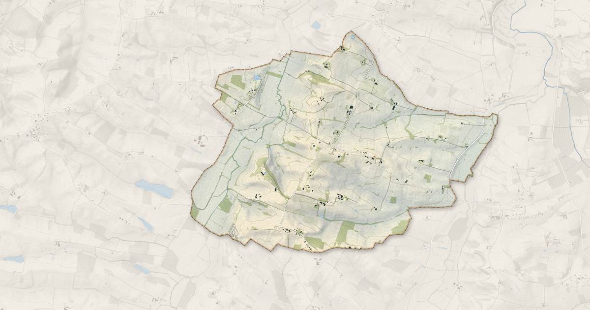 Portrait cartographique de Préneron : relief, eau, forêts, bâti et voies, calculés à partir des données de l'IGN