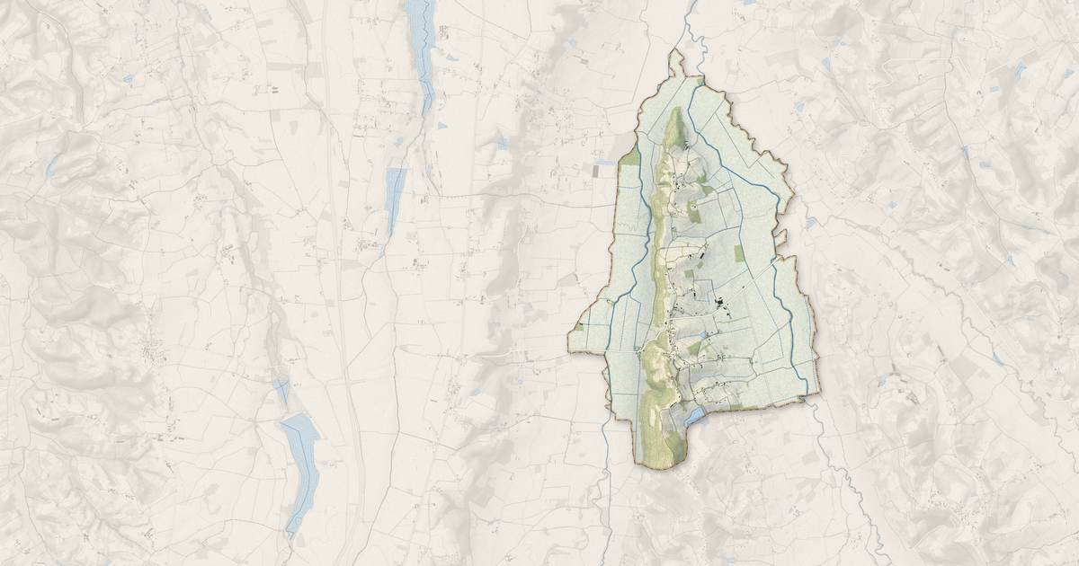 Portrait cartographique de Projan : relief, eau, forêts, bâti et voies, calculés à partir des données de l'IGN