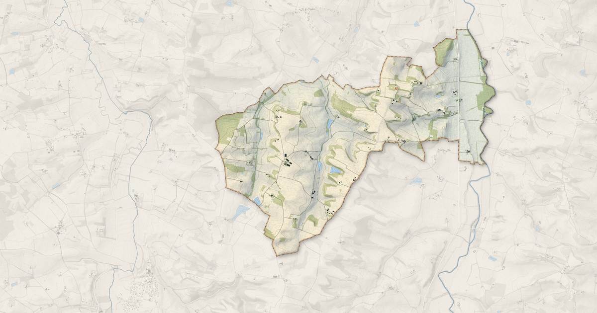 Portrait cartographique de Rozès : relief, eau, forêts, bâti et voies, calculés à partir des données de l'IGN