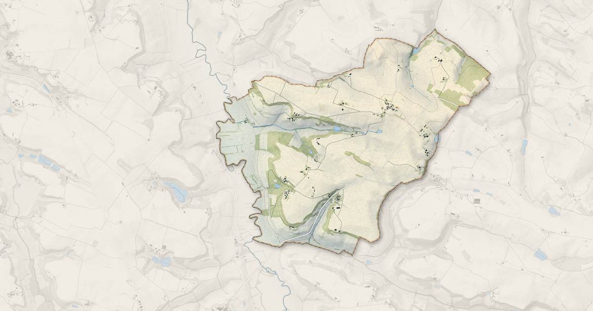 Portrait cartographique de Saint-Créac : relief, eau, forêts, bâti et voies, calculés à partir des données de l'IGN