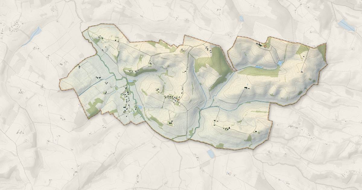 Portrait cartographique de Saint-Loube : relief, eau, forêts, bâti et voies, calculés à partir des données de l'IGN