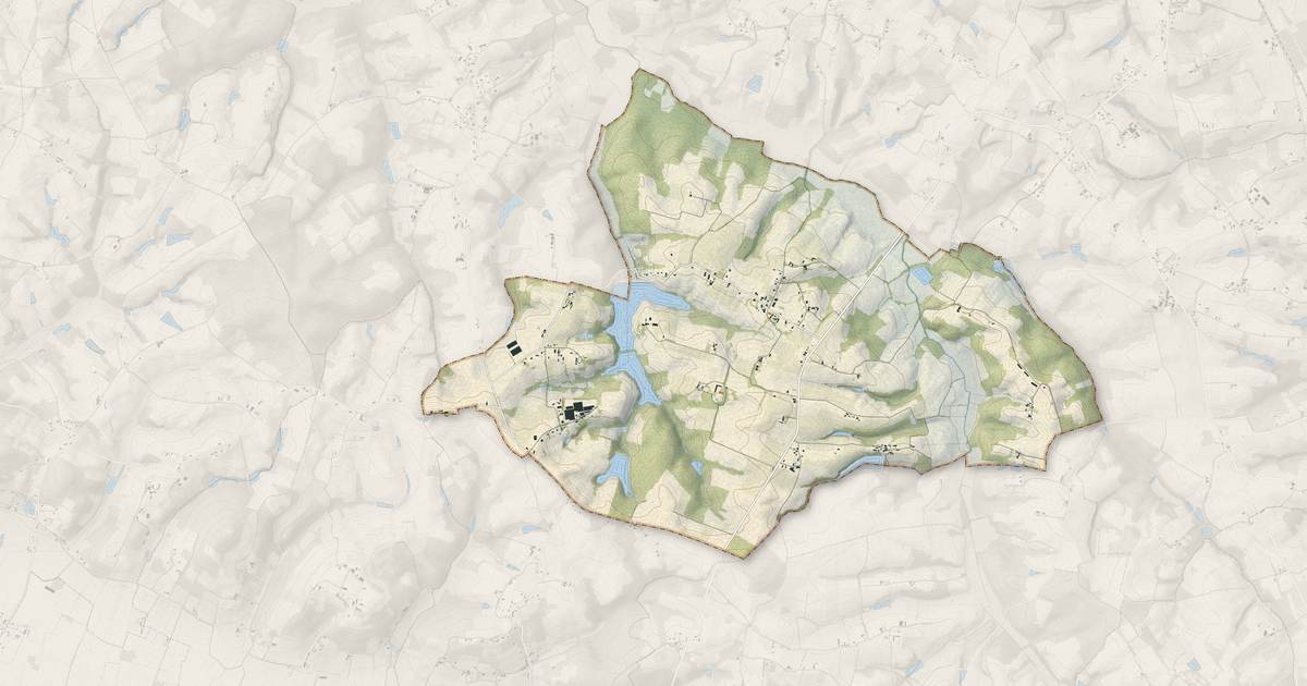 Portrait cartographique de Saint-Martin-d'Armagnac : relief, eau, forêts, bâti et voies, calculés à partir des données de l'IGN