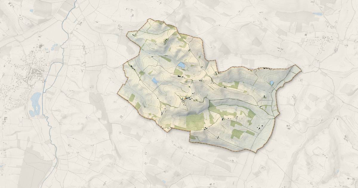 Portrait cartographique de Saint-Martin-Gimois : relief, eau, forêts, bâti et voies, calculés à partir des données de l'IGN