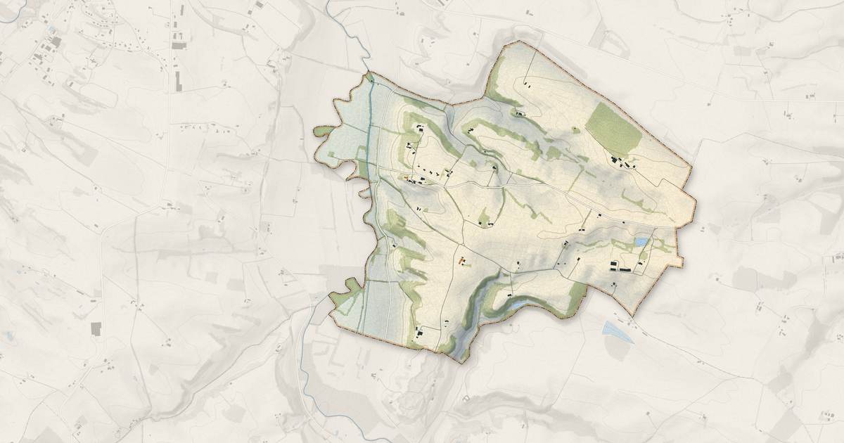 Portrait cartographique de Saint-Orens : relief, eau, forêts, bâti et voies, calculés à partir des données de l'IGN