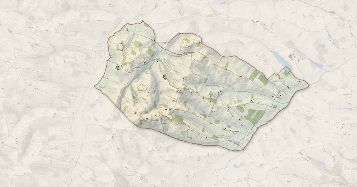 Portrait cartographique de Saint-Soulan : relief, eau, forêts, bâti et voies, calculés à partir des données de l'IGN