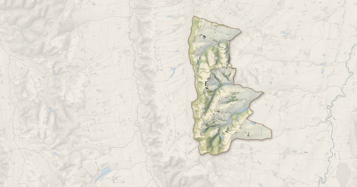 Portrait cartographique de Sarraguzan : relief, eau, forêts, bâti et voies, calculés à partir des données de l'IGN