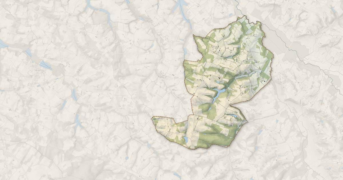 Portrait cartographique de Toujouse : relief, eau, forêts, bâti et voies, calculés à partir des données de l'IGN