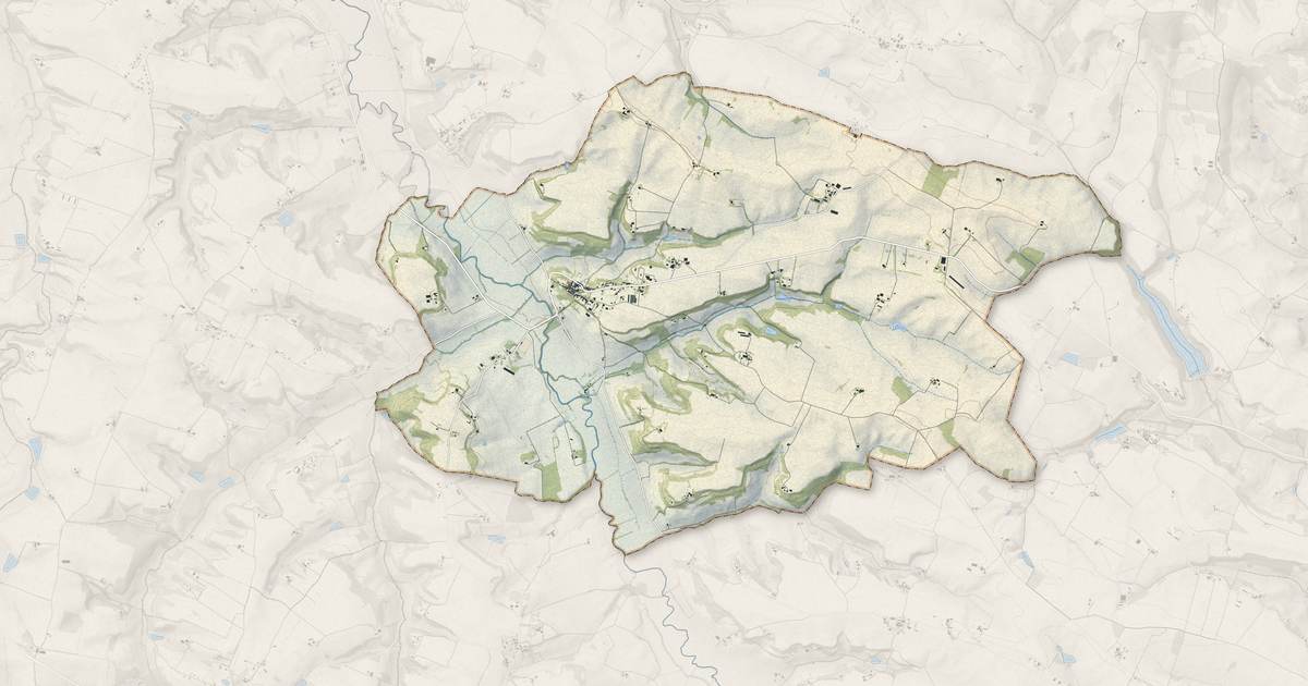 Portrait cartographique de Tournecoupe : relief, eau, forêts, bâti et voies, calculés à partir des données de l'IGN