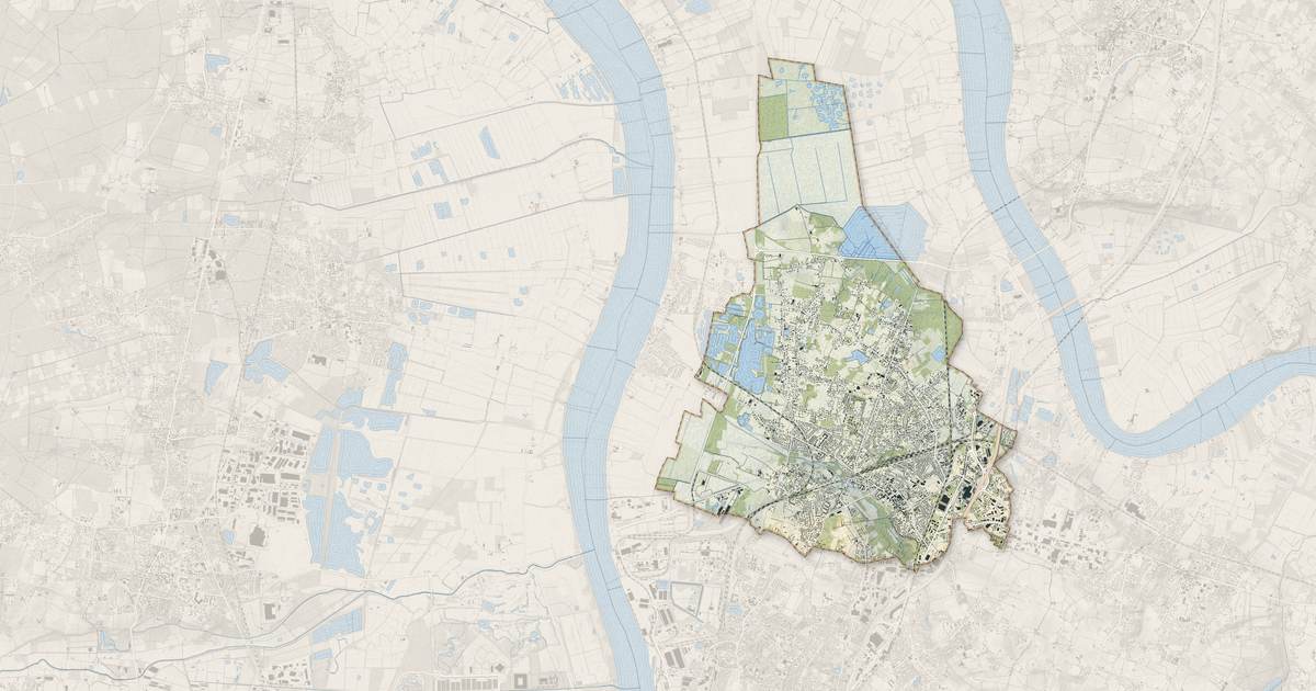 Portrait cartographique de Ambarès-et-Lagrave : relief, eau, forêts, bâti et voies, calculés à partir des données de l'IGN