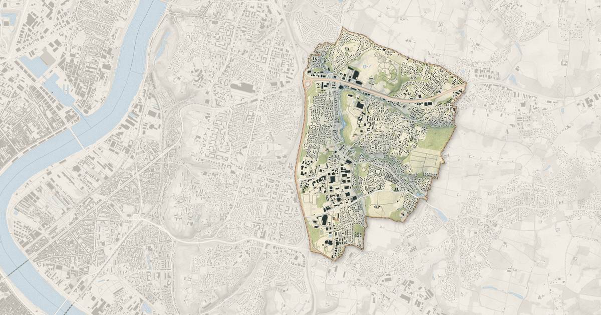 Portrait cartographique de Artigues-près-Bordeaux : relief, eau, forêts, bâti et voies, calculés à partir des données de l'IGN