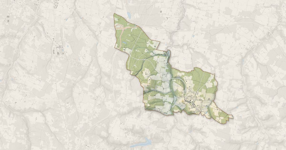 Portrait cartographique de Auros : relief, eau, forêts, bâti et voies, calculés à partir des données de l'IGN