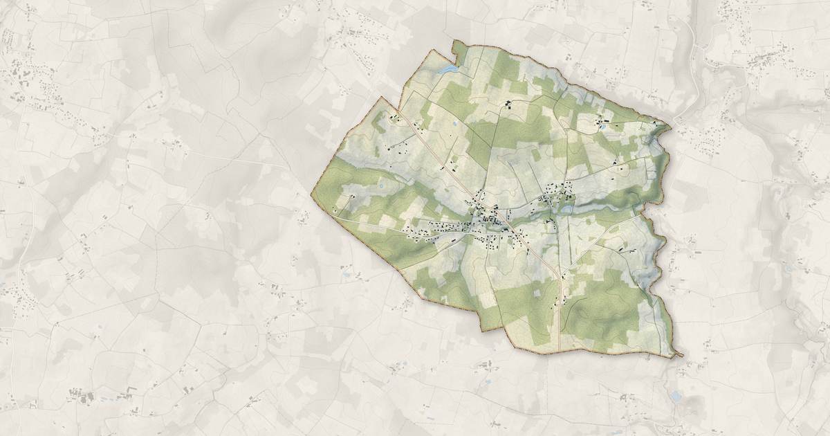 Portrait cartographique de Baigneaux : relief, eau, forêts, bâti et voies, calculés à partir des données de l'IGN