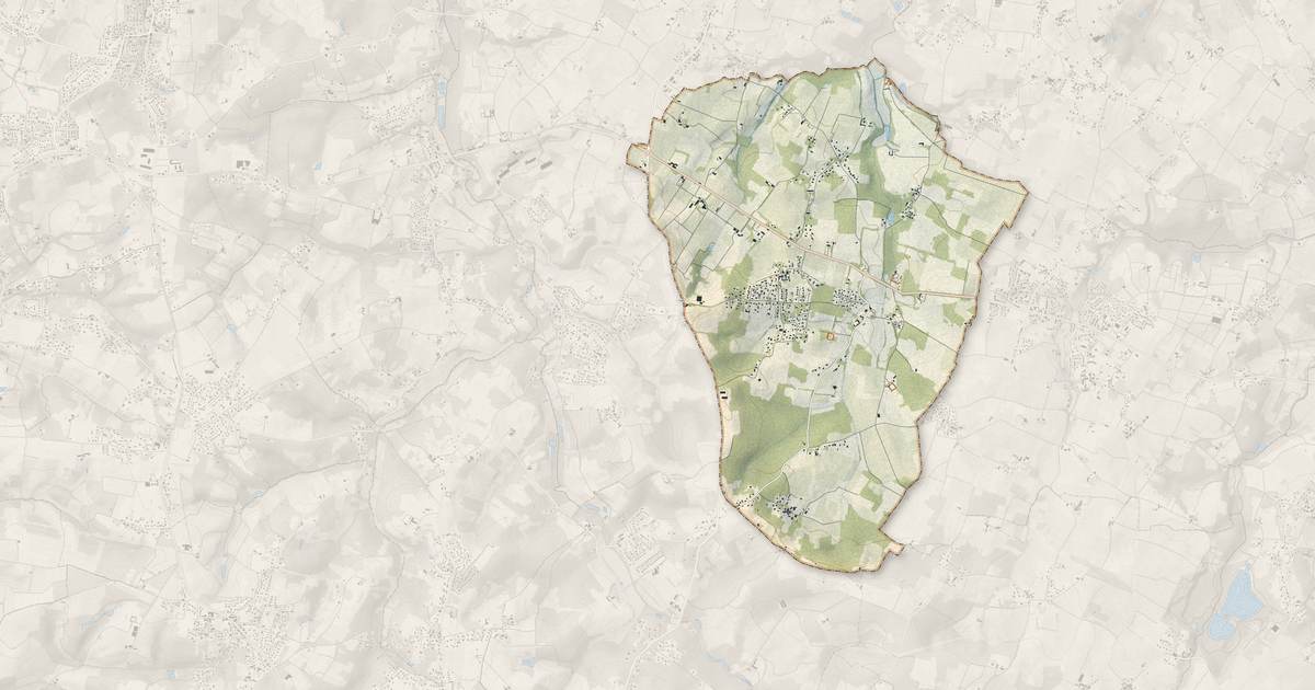 Portrait cartographique de Baron : relief, eau, forêts, bâti et voies, calculés à partir des données de l'IGN
