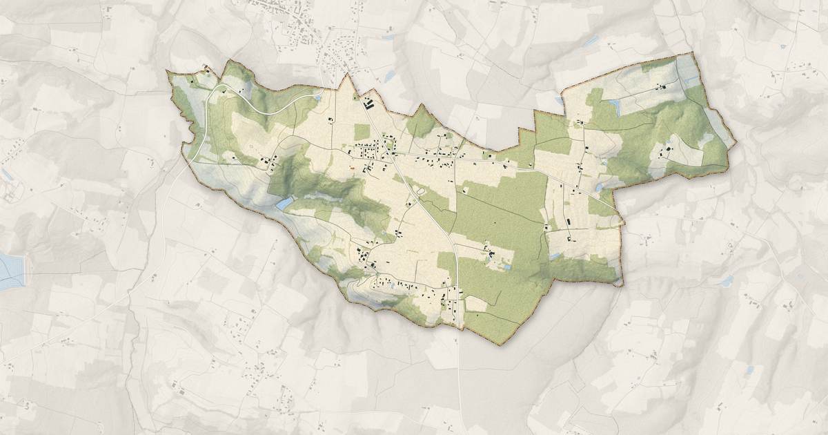 Portrait cartographique de Berthez : relief, eau, forêts, bâti et voies, calculés à partir des données de l'IGN