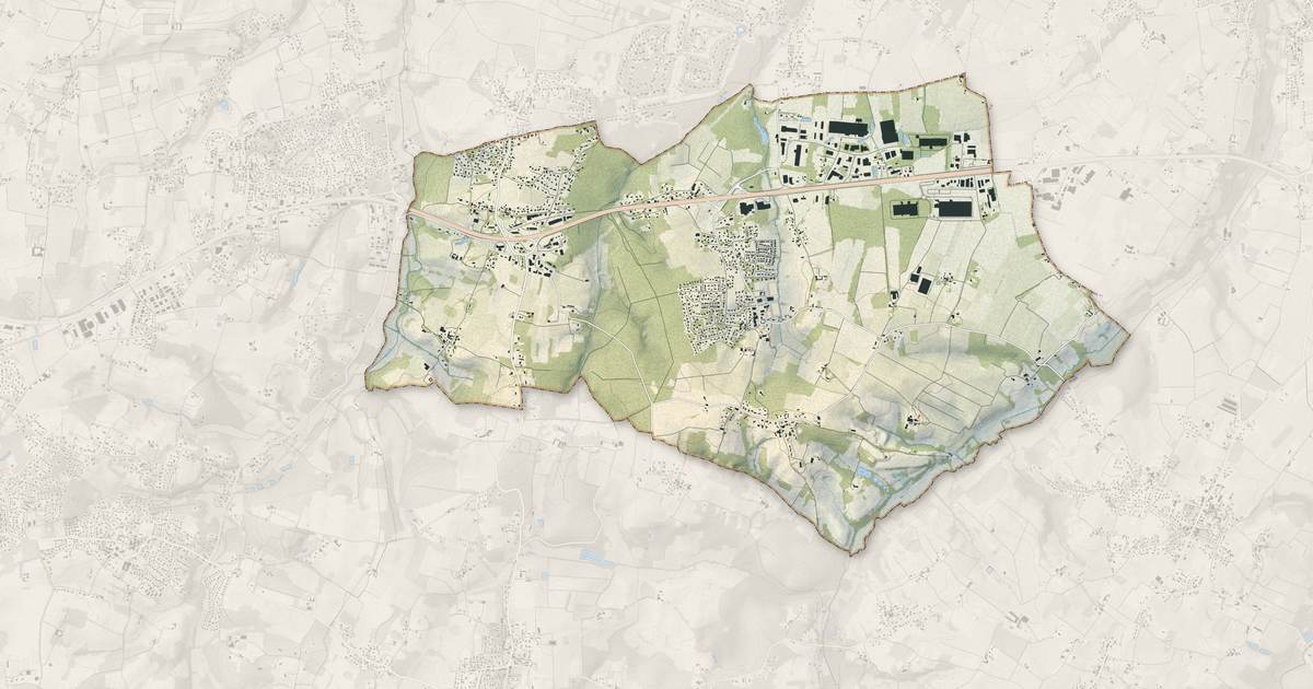 Portrait cartographique de Beychac-et-Caillau : relief, eau, forêts, bâti et voies, calculés à partir des données de l'IGN