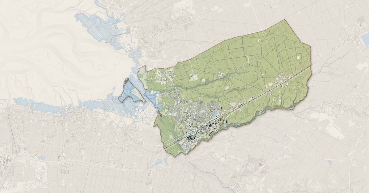 Portrait cartographique de Biganos : relief, eau, forêts, bâti et voies, calculés à partir des données de l'IGN