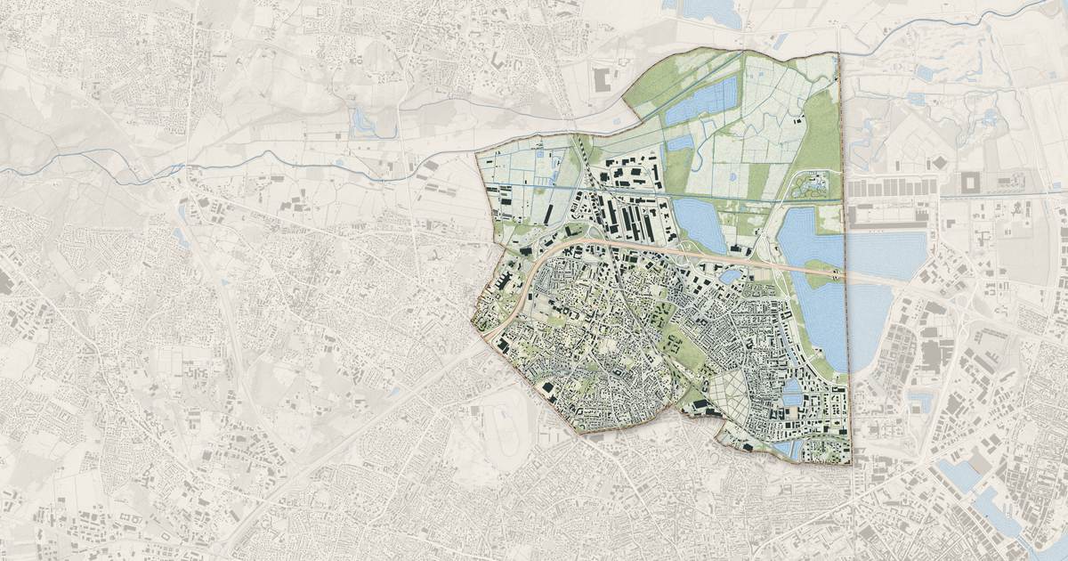 Portrait cartographique de Bruges : relief, eau, forêts, bâti et voies, calculés à partir des données de l'IGN