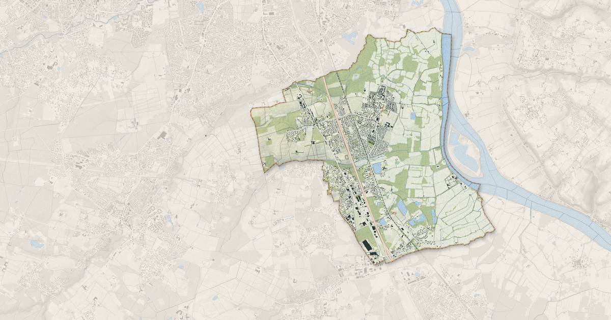Portrait cartographique de Cadaujac : relief, eau, forêts, bâti et voies, calculés à partir des données de l'IGN