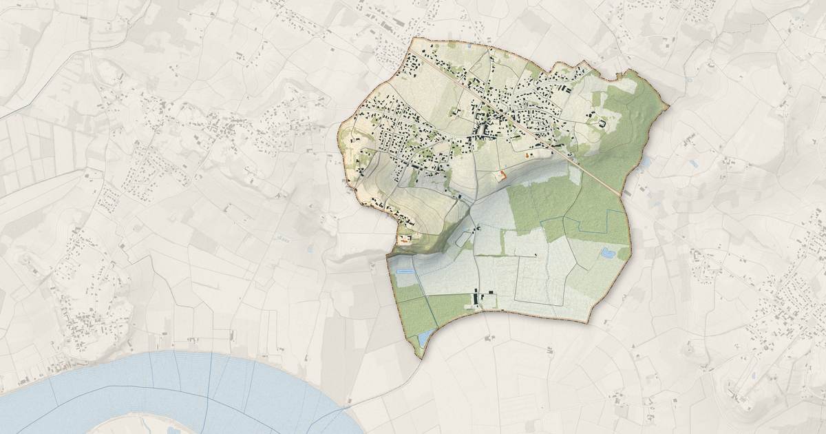 Portrait cartographique de Cadillac-en-Fronsadais : relief, eau, forêts, bâti et voies, calculés à partir des données de l'IGN