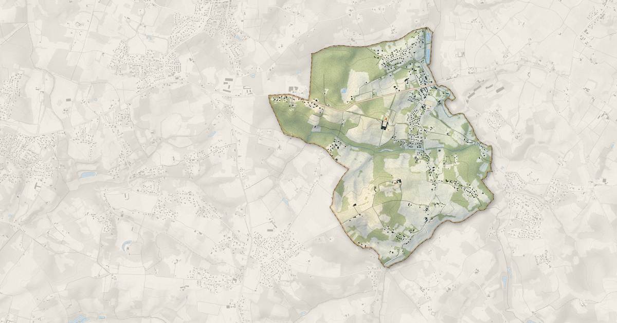 Portrait cartographique de Camarsac : relief, eau, forêts, bâti et voies, calculés à partir des données de l'IGN