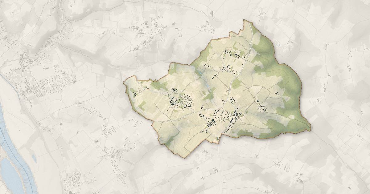Portrait cartographique de Cardan : relief, eau, forêts, bâti et voies, calculés à partir des données de l'IGN