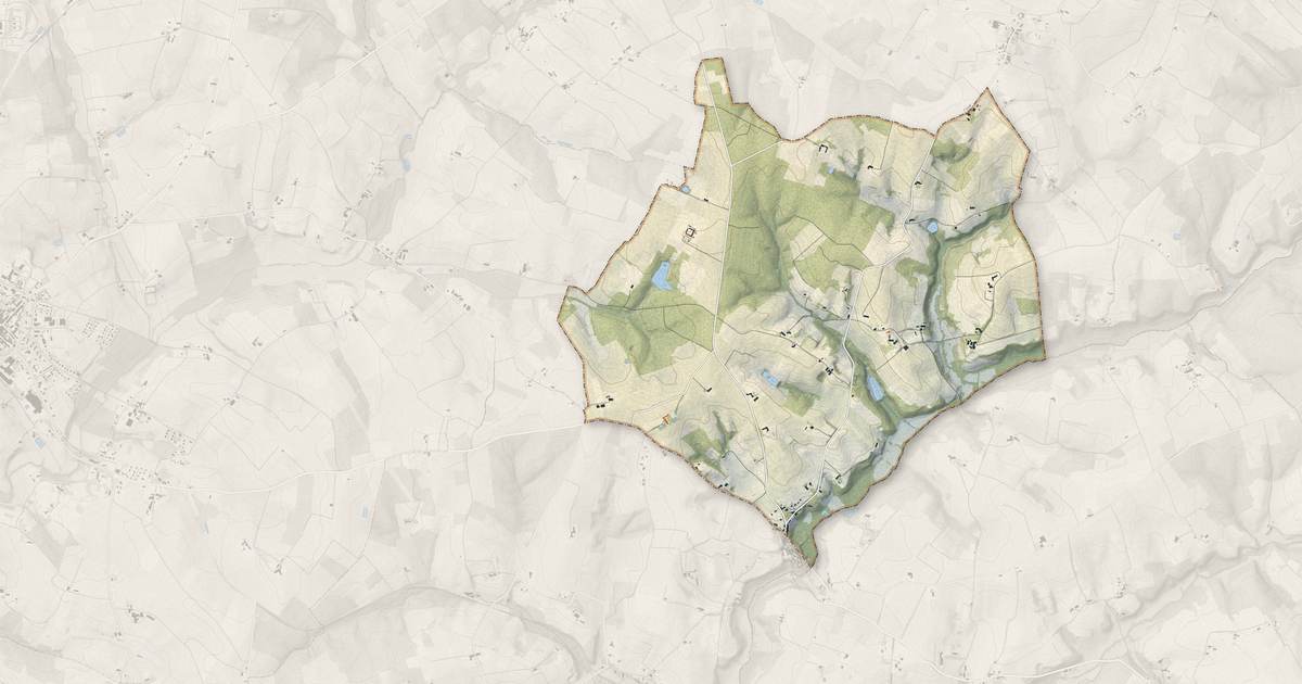 Portrait cartographique de Caumont : relief, eau, forêts, bâti et voies, calculés à partir des données de l'IGN