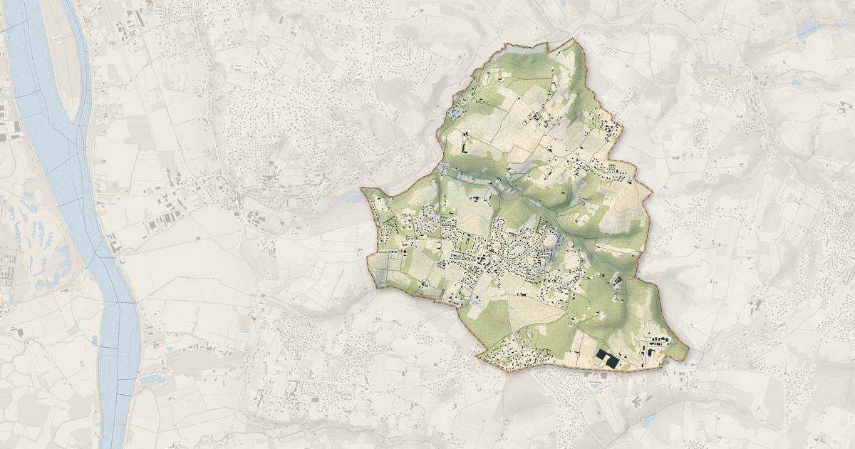 Portrait cartographique de Cénac : relief, eau, forêts, bâti et voies, calculés à partir des données de l'IGN