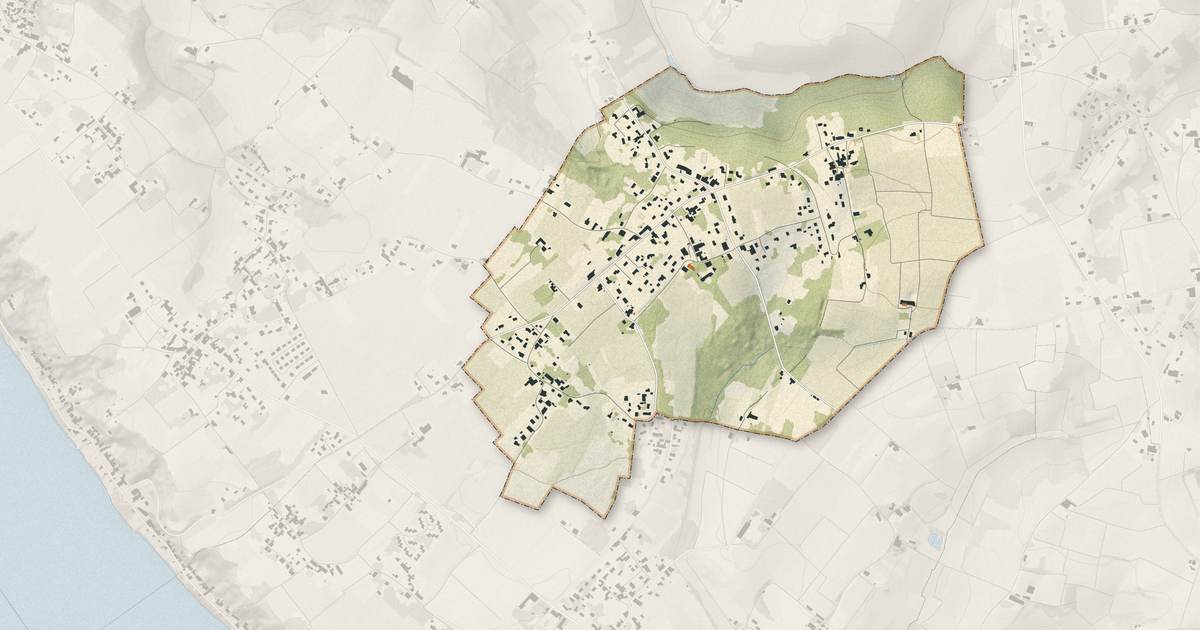 Portrait cartographique de Comps : relief, eau, forêts, bâti et voies, calculés à partir des données de l'IGN